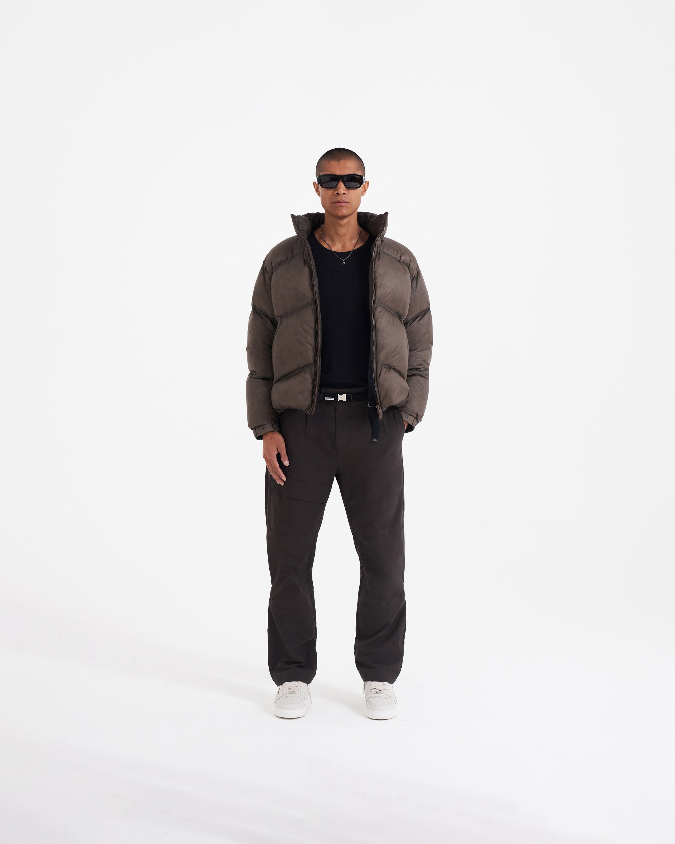 Washed Brown Puffer Jacket for Men & Women - Lightweight Warm Winter Coat for Outdoor Activities, Travel & Casual Wear