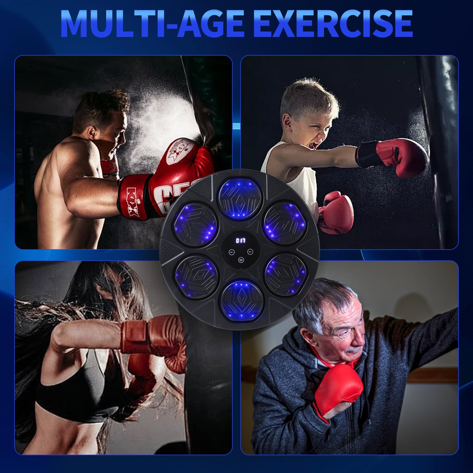 2025 Smart Bluetooth Punching Bag for Adults & Kids - Music Boxing Machine with Gloves, Wall Mount Training Equipment for Home, Office & Gym (Upgrade) | Perfect for Stress Relief, Fitness & Boxing Practice