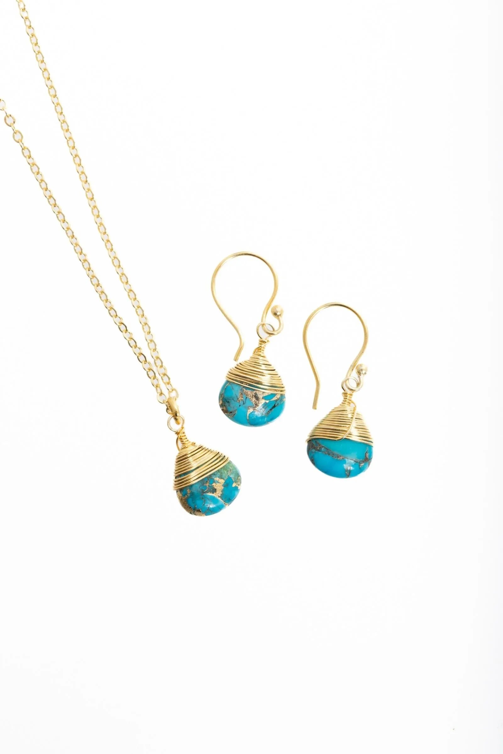 Mojave Raindrop Mini Earring and Necklace Set - Sterling Silver Boho Jewelry for Women - Perfect for Everyday Wear, Date Night & Special Occasions