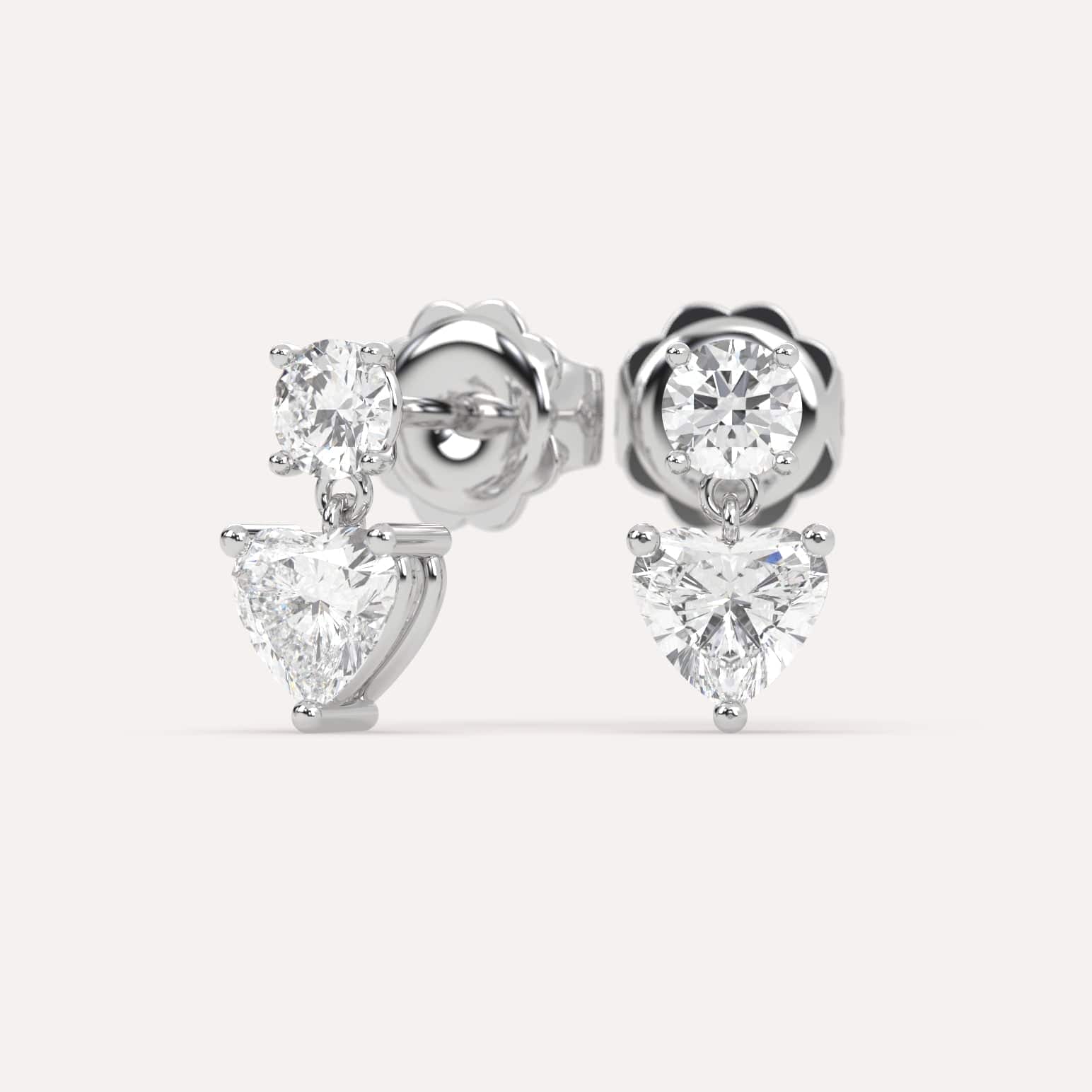 2 Carat Heart-Shaped Diamond Drop Earrings for Women – Elegant Dangle Earrings for Valentine's Day, Anniversary, Wedding & Special Occasions