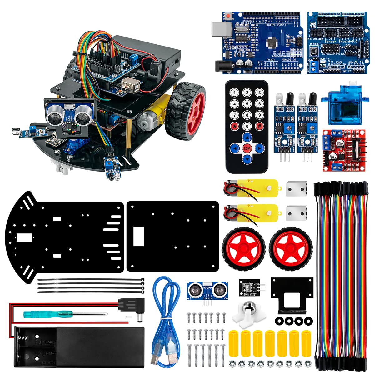 Smart Robot Car Kit - 2WD Remote Control Car Compatible with Arduino IDE | DIY Robotics Project with Step-by-Step Tutorial | STEM Learning & Home Automation Fun