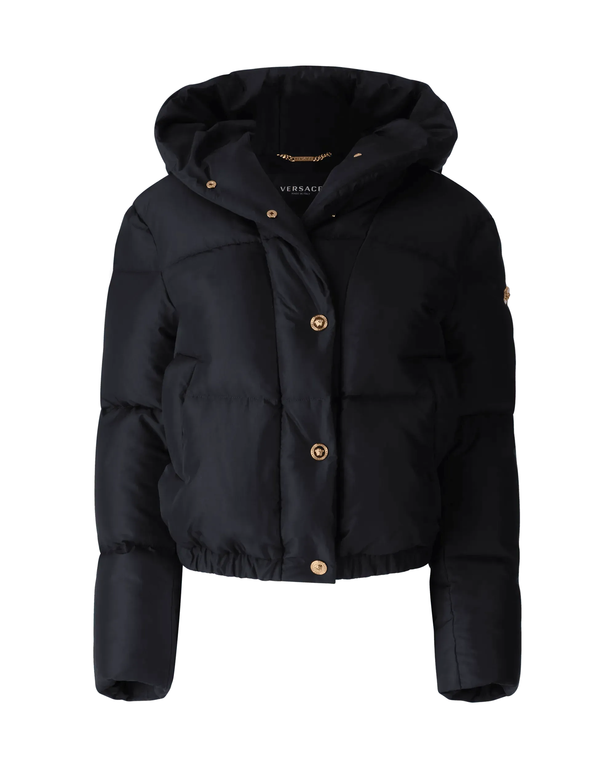 Barocco Acanthus Padded Puffer Jacket for Women - Winter Warm Quilted Coat with Hood, Water-Resistant Outdoor Parka for Cold Weather Fashion & Streetwear
