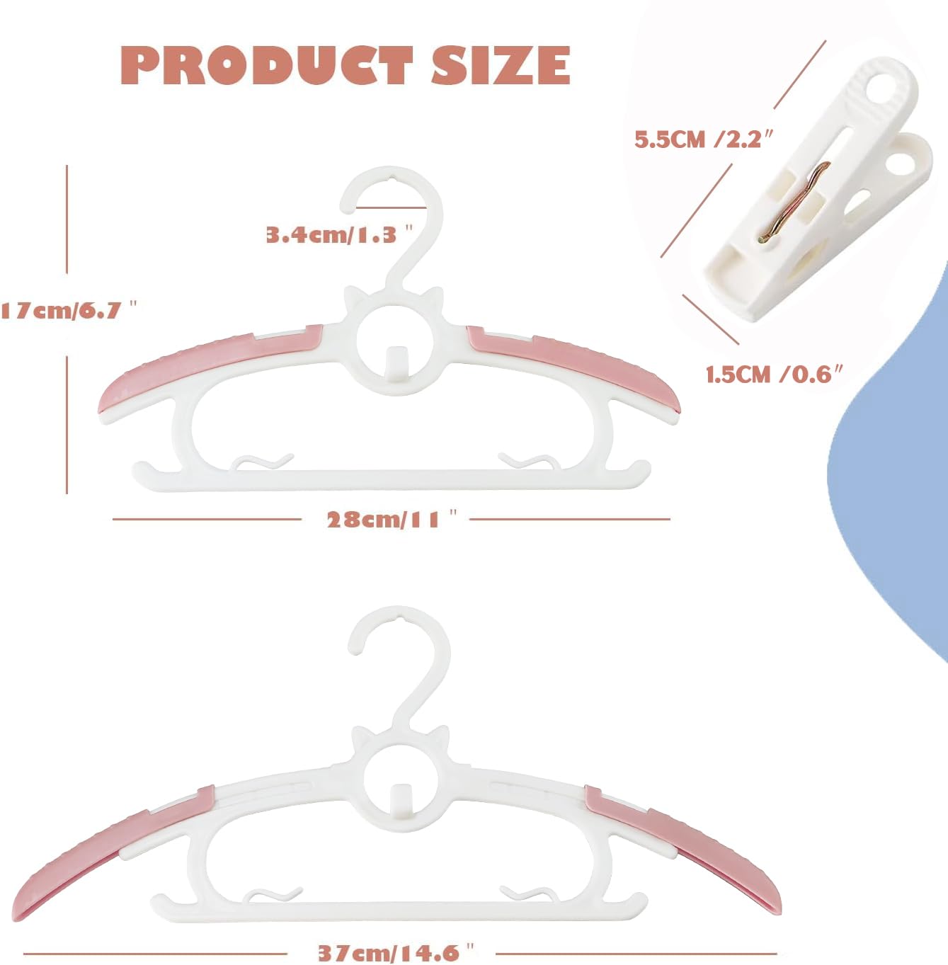 JSF 30Pcs Baby Closet Hangers - Adjustable Non-Slip Infant Hangers (11