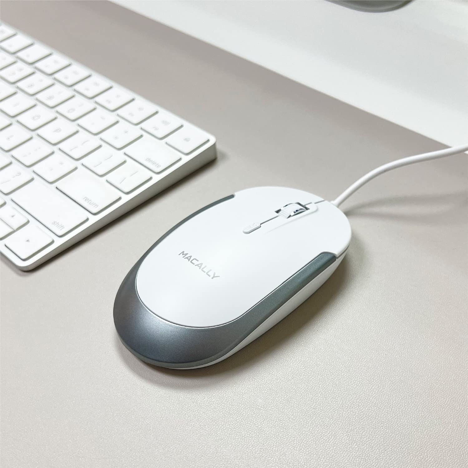 Macally Silent Wired Mouse - Slim USB Mouse for Mac/Windows PC with DPI Switch - Perfect for Office & Home Use