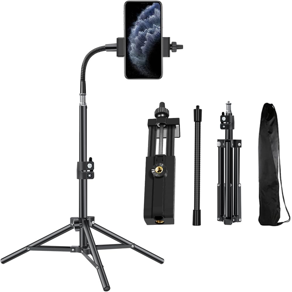 20 Inch Smartphone Tripod Stand for iPhone & Android - Lightweight & Sturdy Phone Holder for Video Recording, Vlogging, Live Streaming, Photography - Perfect for YouTube, TikTok, Instagram & Outdoor Shooting