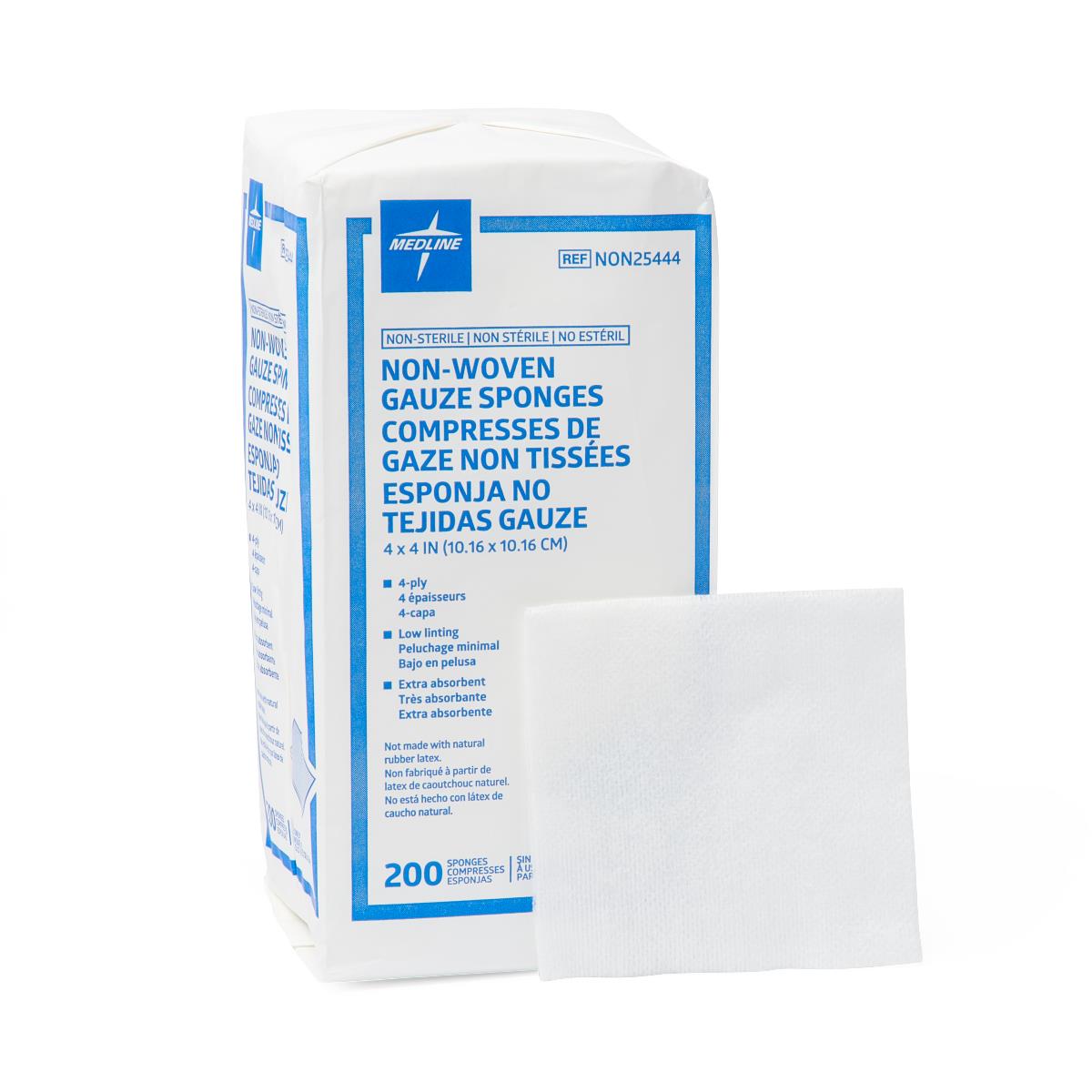 Non-Sterile Non-Woven Gauze Pads - 200 Count Box (2x2, 4x4, 5x9 Inch Sizes) | First Aid Wound Dressing for Cuts, Burns & Medical Care