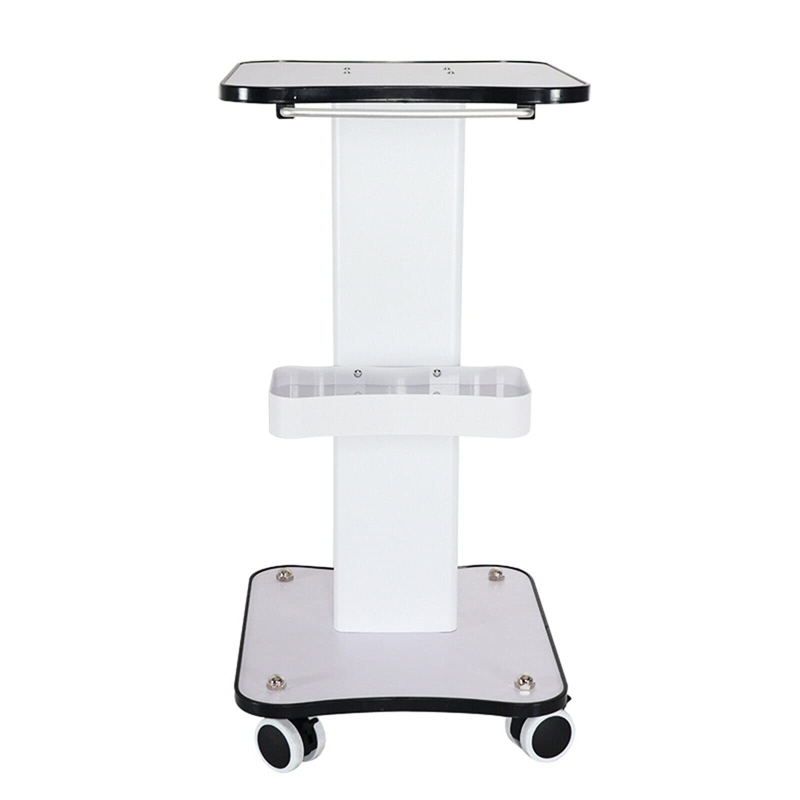 Professional Rolling Salon Trolley Cart with Tray - 360° Rotating Beauty Storage Cart for SPA, Salon & Barber Tools (White & Black) - Perfect for Hair Styling, Nail Art & Facial Treatments