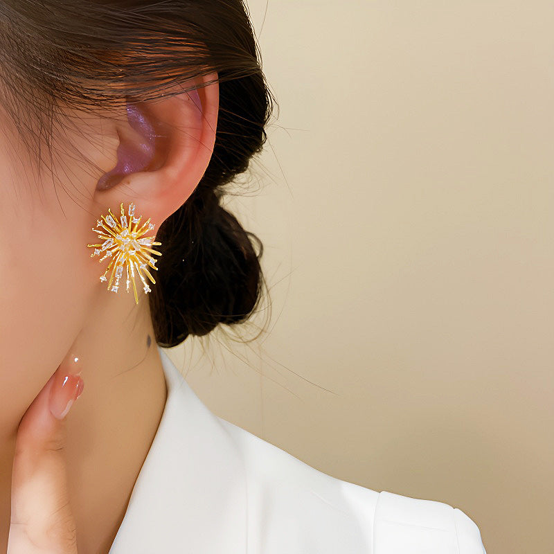 Sparkling Diamond Stud Earrings for Women - 14K Gold Plated Cubic Zirconia Earrings | HE2034 | Perfect for Weddings, Parties & Special Occasions