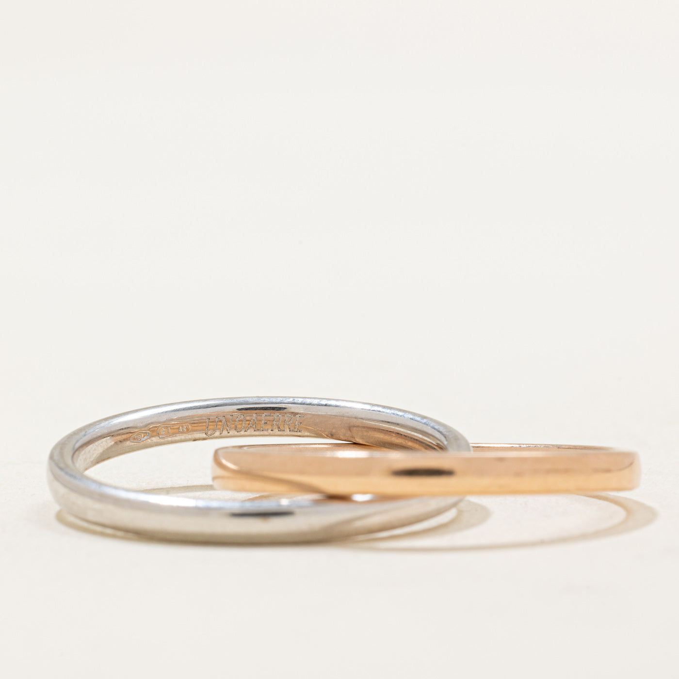 18K Italian Rose Gold and White Gold Interlocking Rings for Women | 2.40mm Wide | Size 9.5 | Perfect for Anniversaries, Weddings & Romantic Gifts
