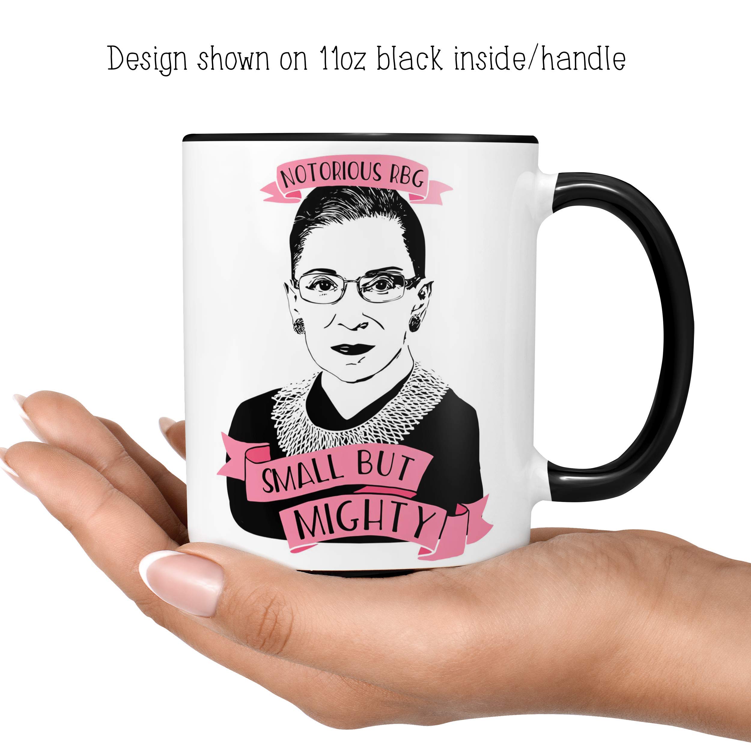 Ruth Bader Ginsburg Small But Mighty Coffee Mug - 11oz Ceramic Cup with Notorious RBG Design, Microwave & Dishwasher Safe - Perfect for Office, Home Use or Supreme Court Themed Gifts