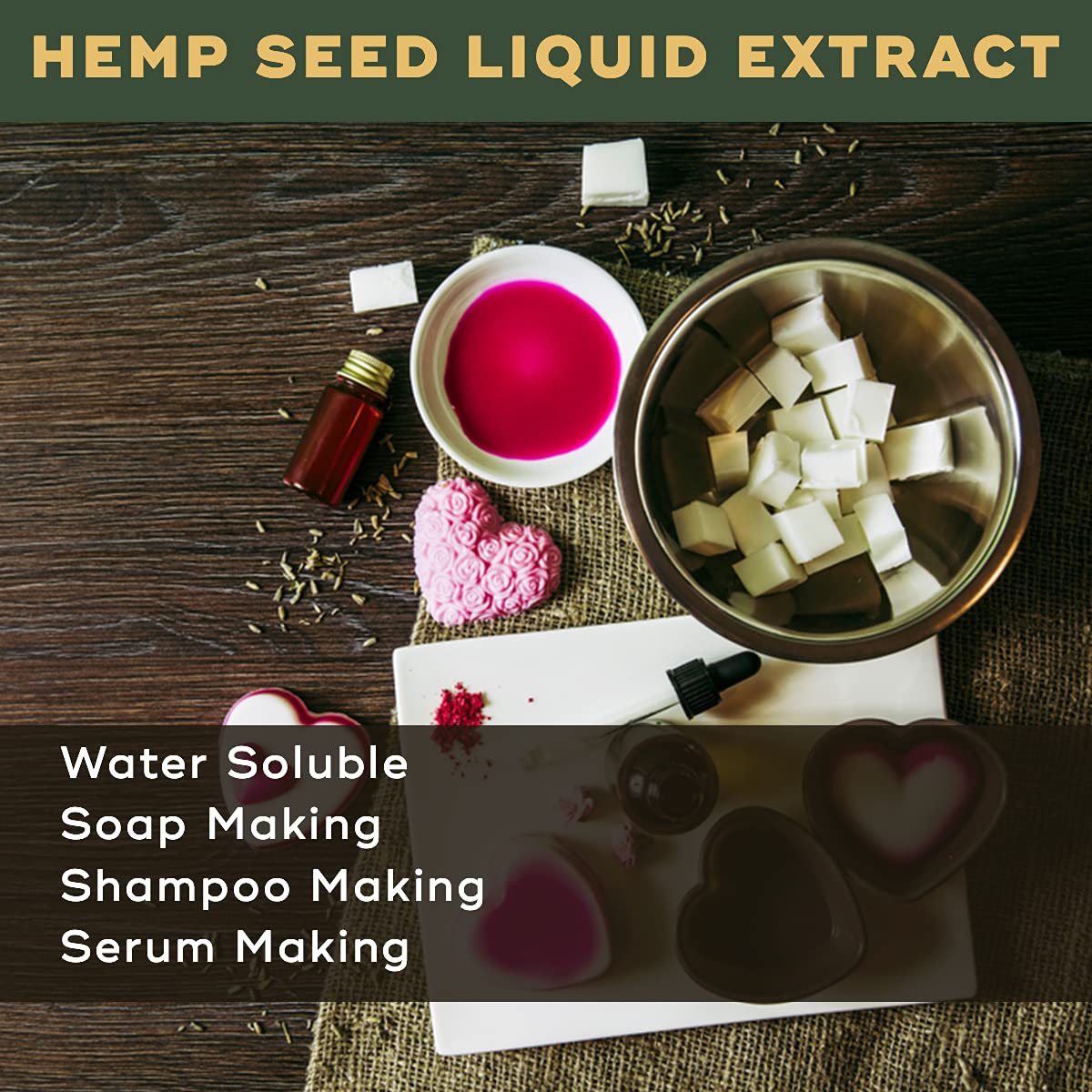 BRM Herbals Water Soluble Hemp Seed Liquid Extract - 25g for DIY Skincare, Haircare & Body Care | Perfect for Soap Making, Shampoo, Cosmetics, Lotions, Creams, Face Wash & Serum Formulation | Natural Solution for Healthy Skin, Hair & Body