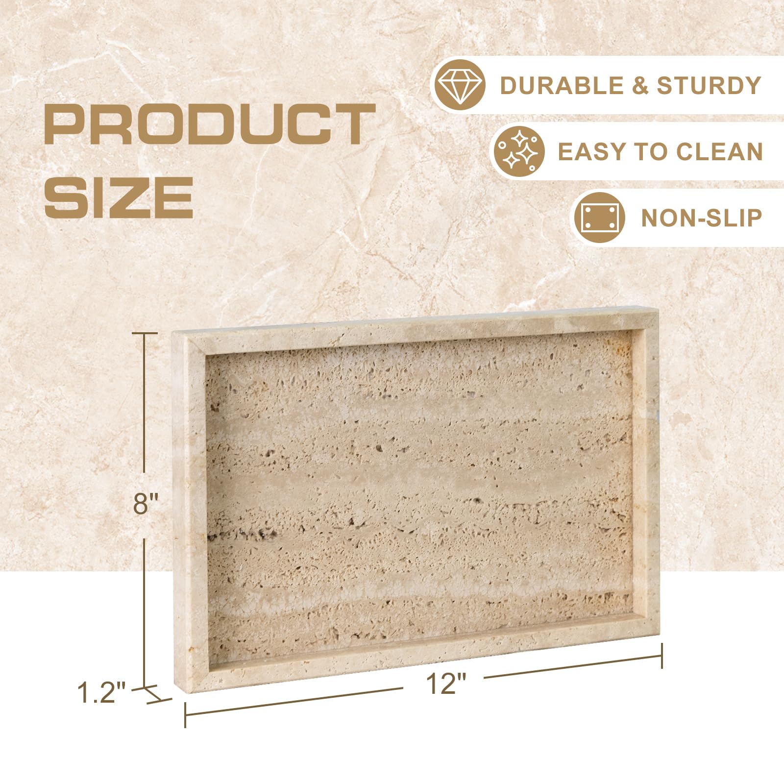 MAONAME Natural Travertine Stone Tray - 10