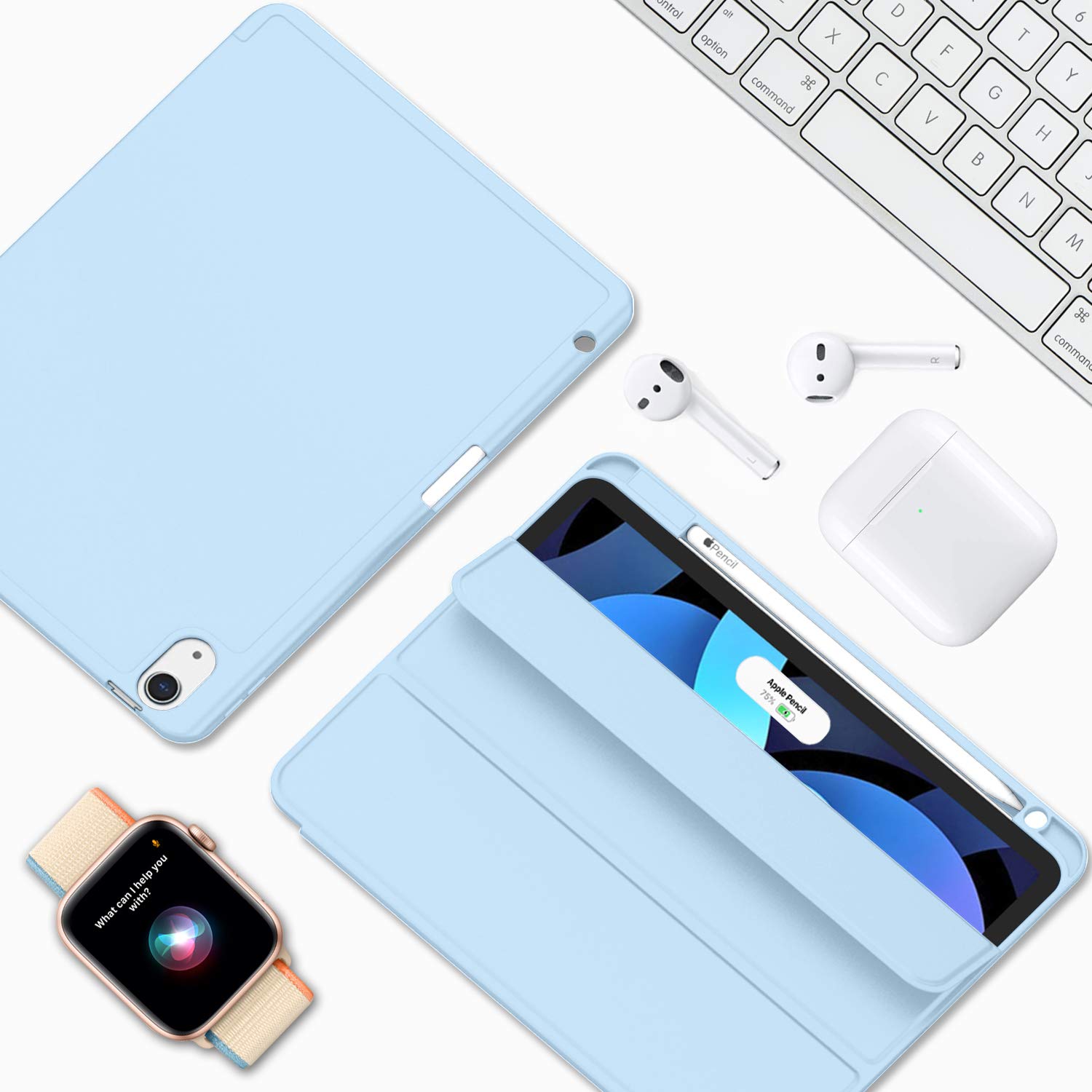 ZryXal iPad Air 11 Inch Case for M3 2025 & M2 2024 Models, Compatible with iPad Air 5th/4th Gen 2022/2020 10.9 Inch - Auto Wake/Sleep & Touch ID Support - Protective Cover for Work, School & Travel (Sky Blue)