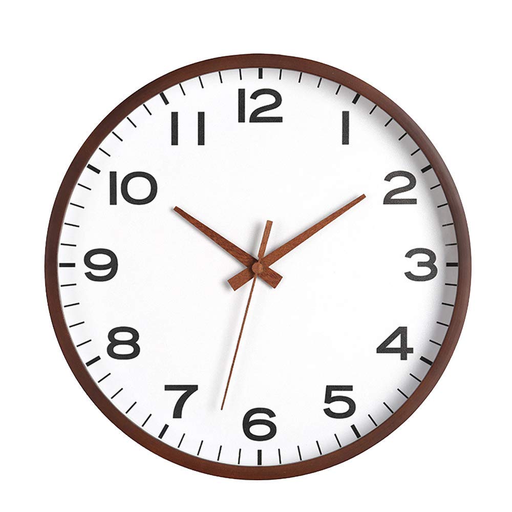 ZHUAN 12x12 Inch Round Wood Wall Clock - Silent Non-Ticking Battery Operated Modern Clock for Kitchen, Bedroom & Living Room Decor - Easy to Read Home Art Decor with Natural Wood Finish (30x30cm) - Perfect for Farmhouse, Office & Gift Giving