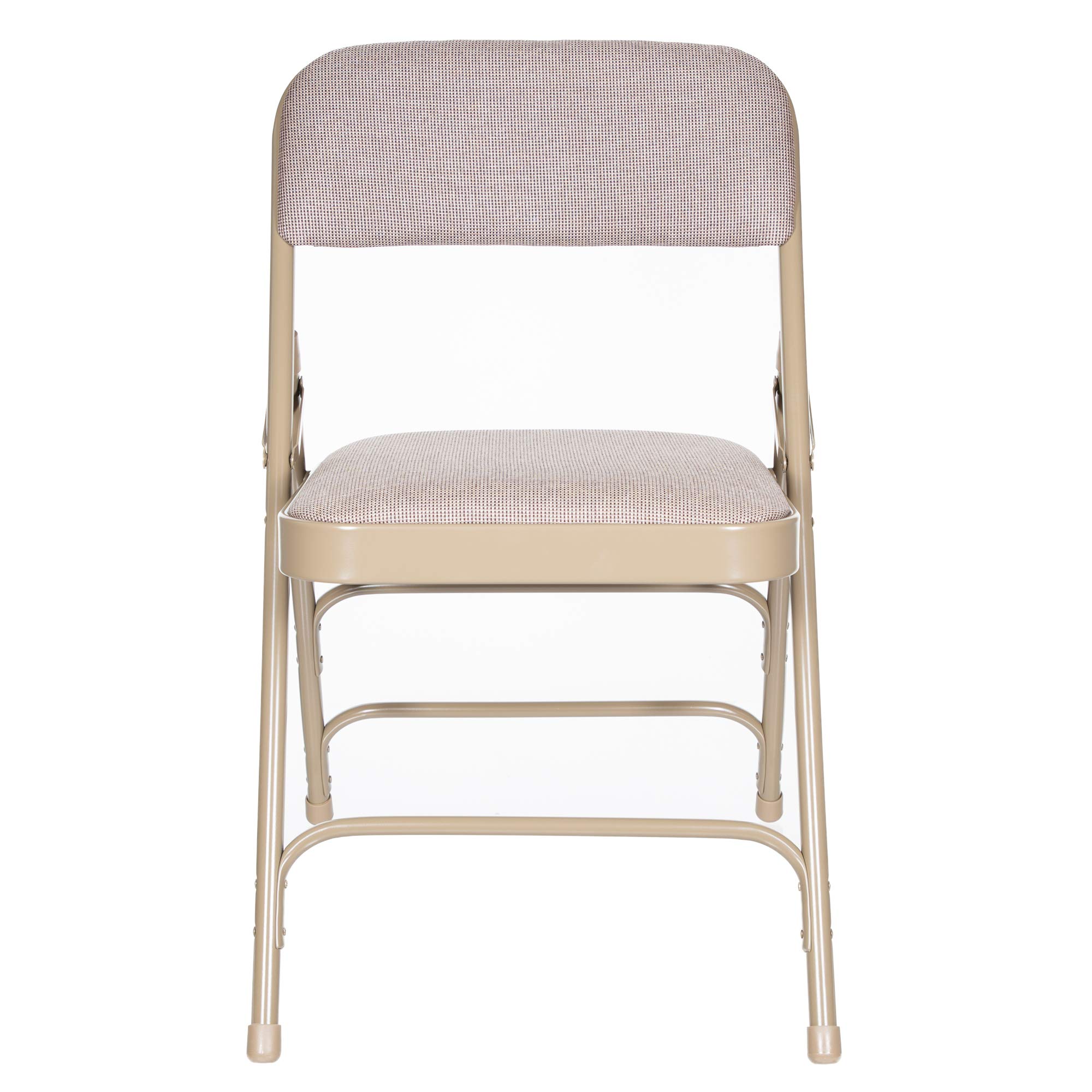 Premium Fabric Upholstered Steel Folding Chairs 4-Pack - Comfortable Beige Stackable Chairs for Weddings, Parties, Events & Home Dining