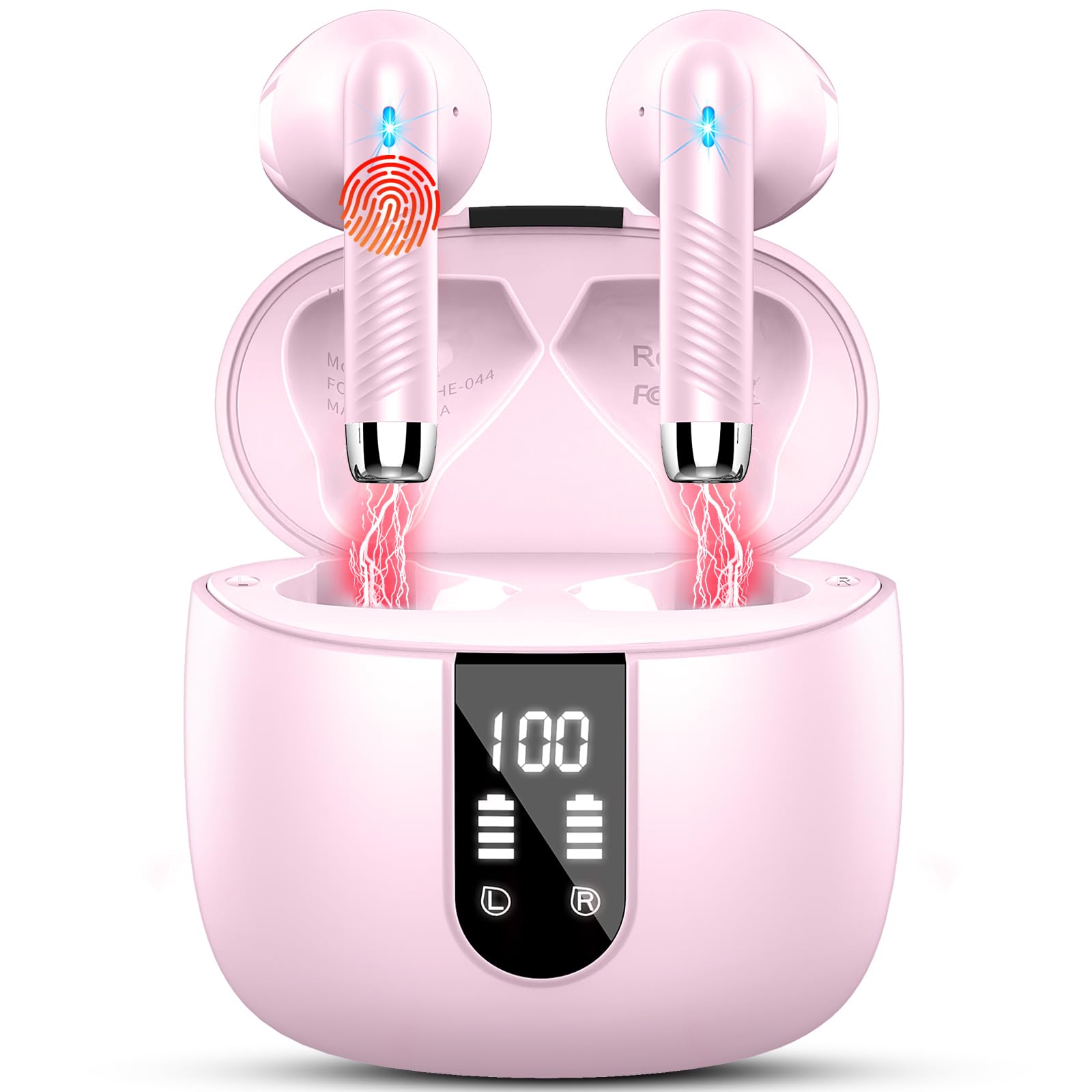 2024 Wireless Bluetooth 5.3 Earbuds with 4 ENC Noise Cancelling Mic, IPX7 Waterproof, 48H Playtime, USB-C Charging - Perfect for Gym Workouts, Running, Office Calls & Commuting