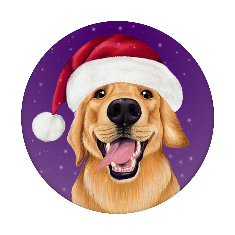 Golden Retriever in Santa Hat Christmas PopSocket - Phone Grip & Stand for iPhone, Samsung, Tablets | Perfect Holiday Gift for Dog Lovers
