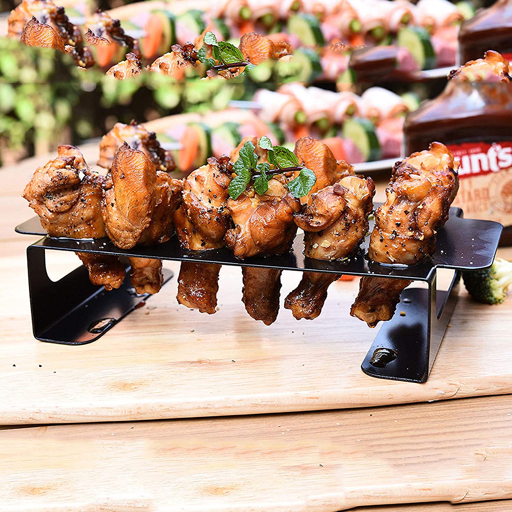 18 Holes Stainless Steel Jalapeno Grill Rack with Wooden Handle - Professional Pepper Corer Tool for BBQ, Smoker & Oven - Perfect for Grilling Vegetables, Making Stuffed Peppers & Outdoor Cooking