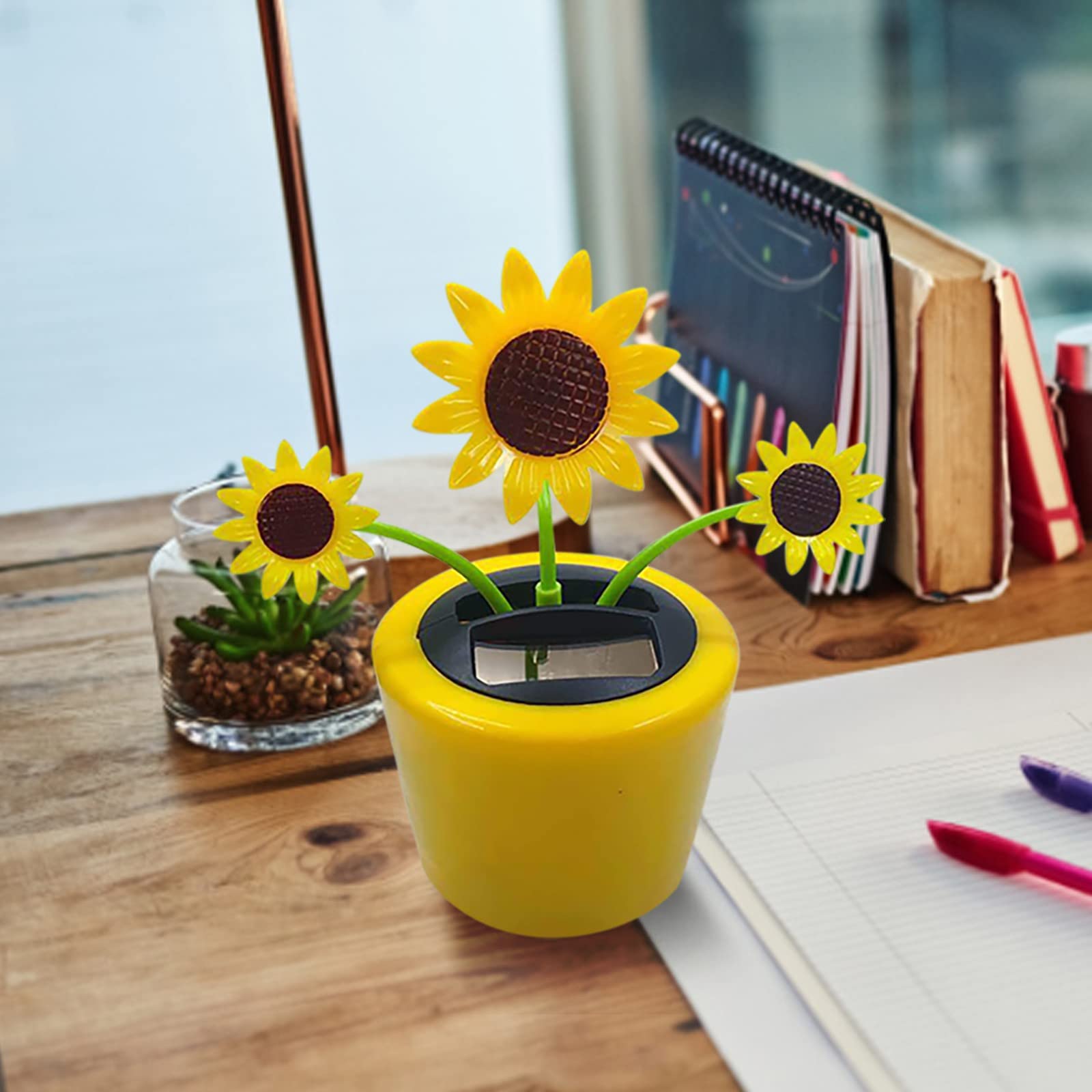 HEJANG Solar Powered Dancing Butterfly Toy - Solar Animated Sun Flower in Pots with Swinging Heart & Bobblehead Dancer - Window Rose & Car Dashboard Decor for Home, Office & Gifts (One Size)