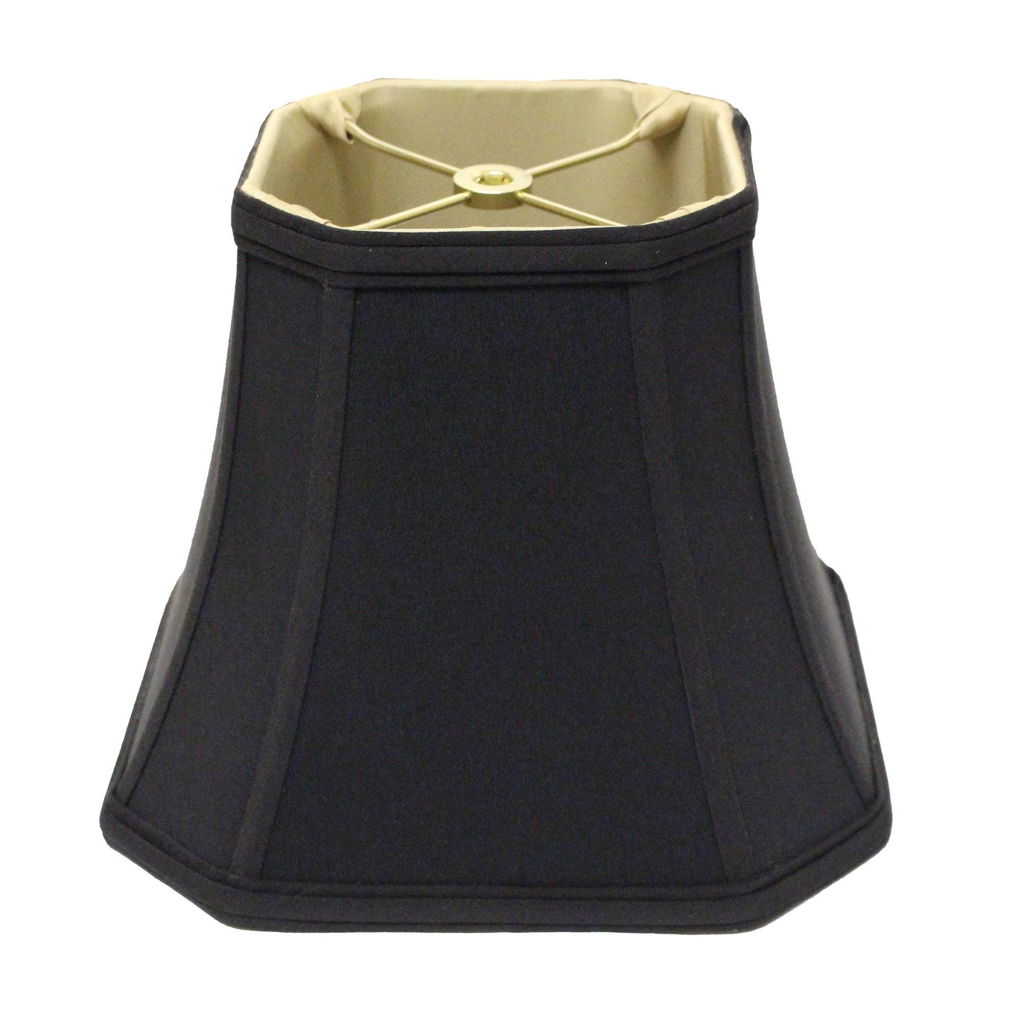 Modern Black Square Bell Lampshade with Bronze Lining - Softback Slant Cut Corner Design & Washer Fitter - Perfect for Bedroom, Living Room, and Office Lighting Decor