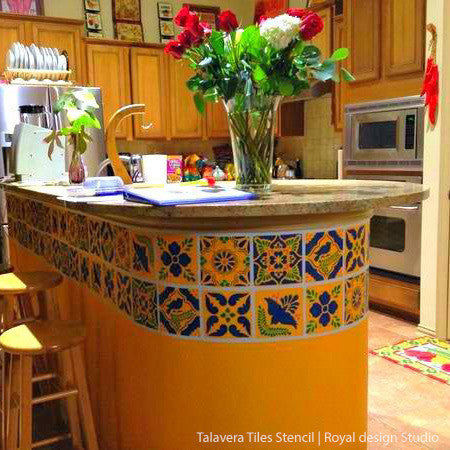 Authentic Talavera Tiles - Hand-Painted Mexican Wall & Furniture Stencils for Home Decor, Kitchen Backsplash, and Bathroom Renovation