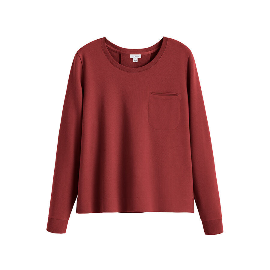 French Terry Pleat Back Sweatshirt for Women - Soft Casual Pullover with Unique Pleated Detail | Perfect for Lounge Wear, Yoga, and Everyday Comfort