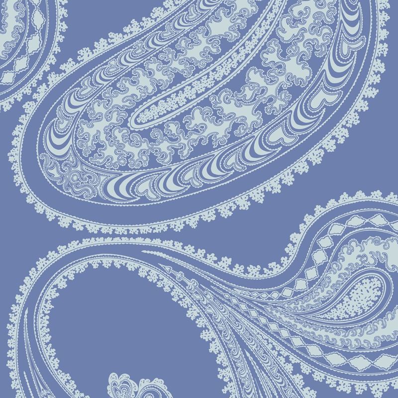 Cole and Son Rajapur Flock Wallpaper - Blue and White Design | Premium Wall Decor for Living Room, Bedroom & Dining Area