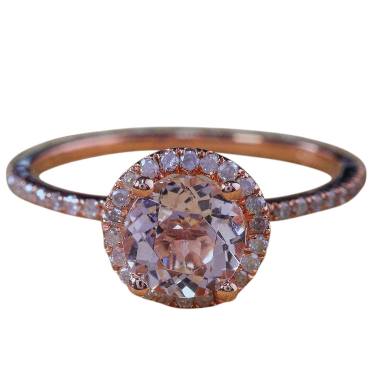 1.50 Carat Morganite Diamond Halo Engagement Ring - Round Cut Pink Morganite with 18k Gold Plating - Perfect for Proposals, Anniversaries & Romantic Occasions