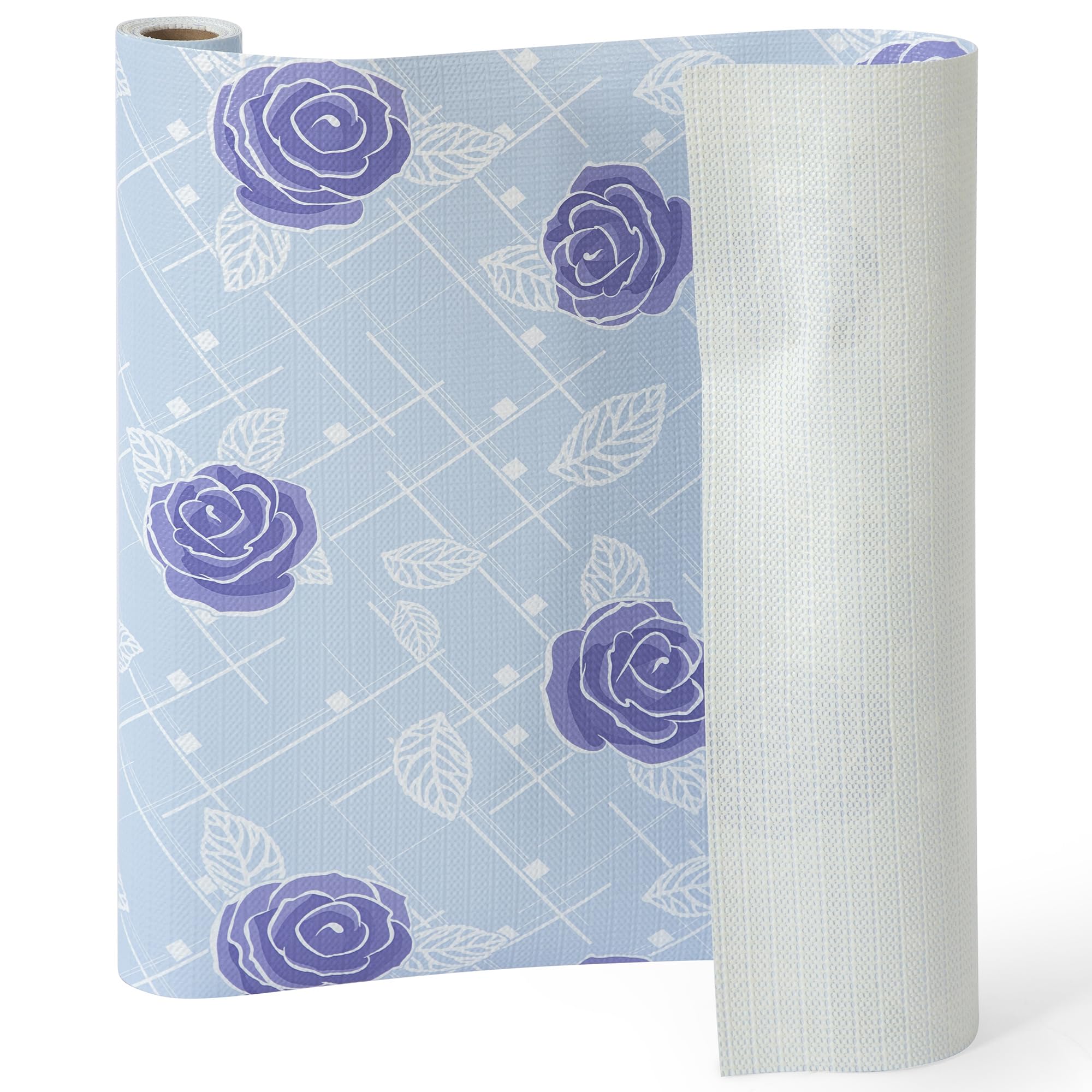 12X120 Inch Non-Slip PVC Shelf Liner - Washable Kitchen Cabinet & Drawer Organizer, Dresser & Bathroom Storage Solution (Blue Bloom, 1 Roll) - Perfect for Organizing Pantry, Shelves & Protecting Surfaces
