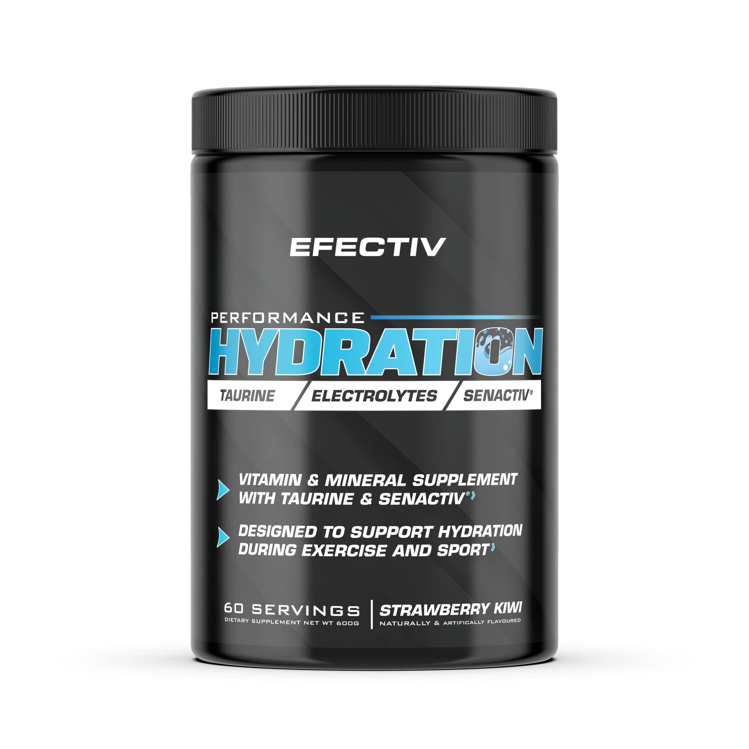 Efectiv Nutrition Performance Hydration Powder 600g - Strawberry Kiwi Flavor | Electrolyte Drink Mix for Athletes, Workout Recovery & Active Lifestyle