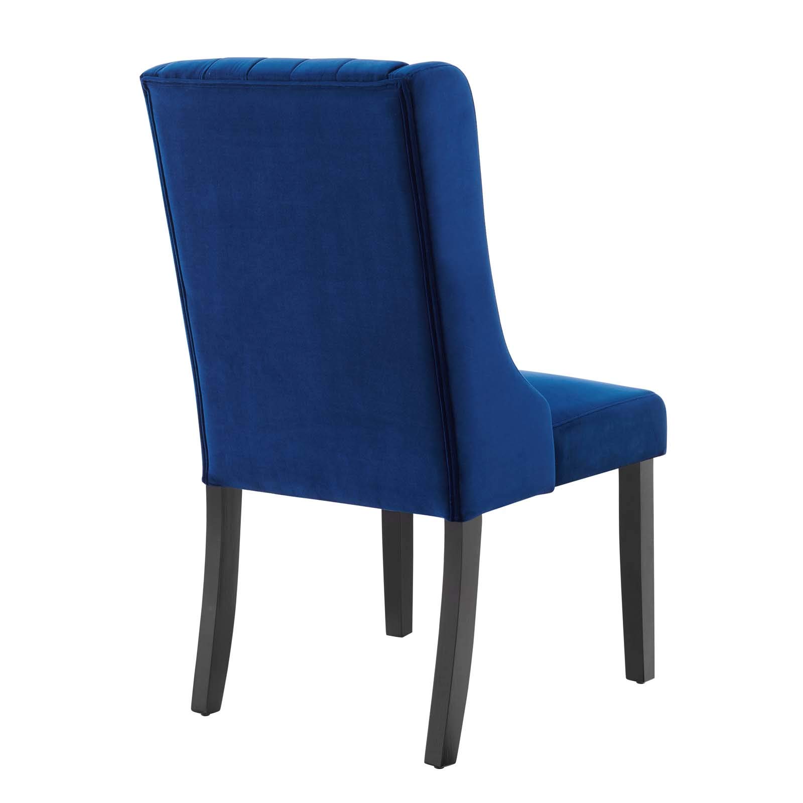 Modway Renew Parsons Performance Velvet Dining Side Chairs - Set of 2 Navy Blue Velvet Upholstered Chairs for Kitchen, Dining Room & Home Decor