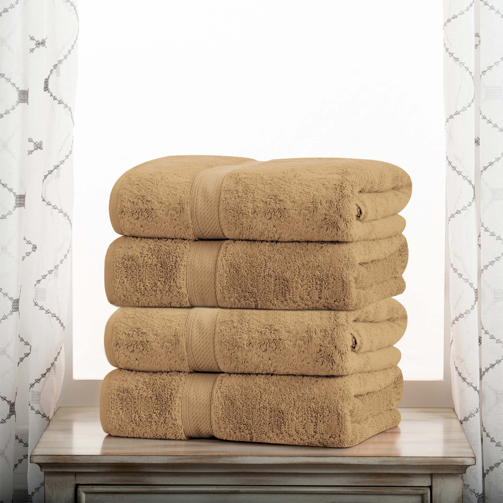Premium 4-Piece Egyptian Cotton Bath Towel Set - Ultra Soft, Heavyweight & Plush Pile for Spa-Like Luxury at Home | Perfect for Bath, Beach & Guest Use