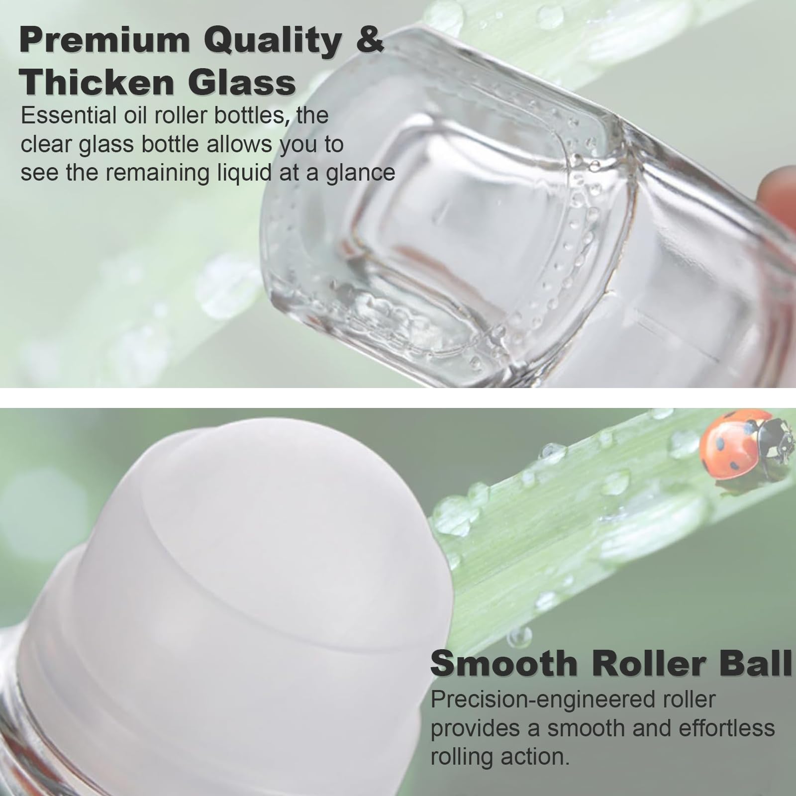 2 Pack 50ml Glass Roll On Bottles for Essential Oils & Perfume - Leak Proof Refillable Deodorant Roller Containers - Perfect for Aromatherapy, DIY Skincare & Travel Size Toiletries