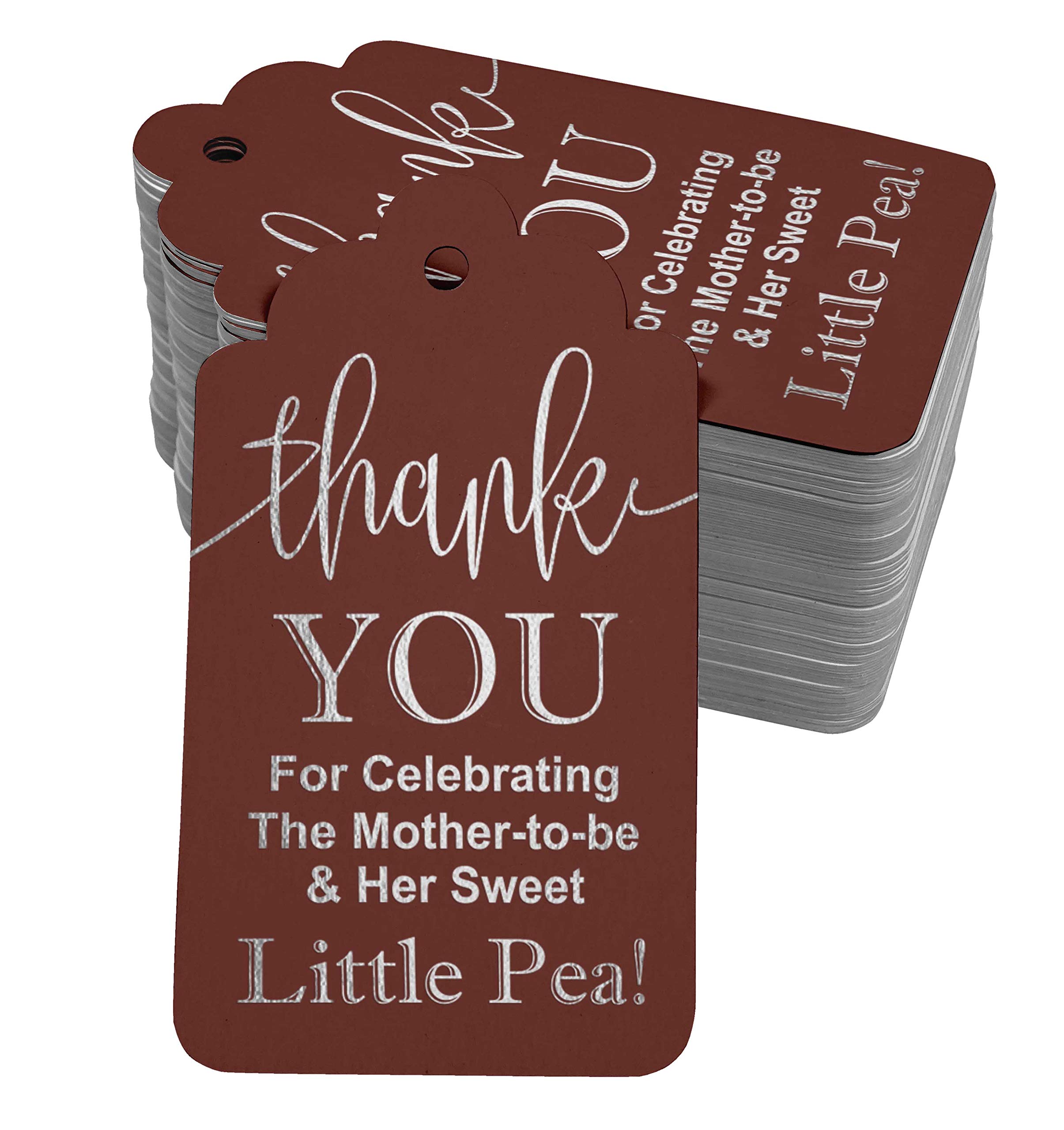 50 Pack Real Silver Foil Baby Shower Thank You Tags - Elegant Gift Tags for Mother to Be Celebrations - Perfect for Baby Shower Favors, Party Decorations & Wedding Gifts