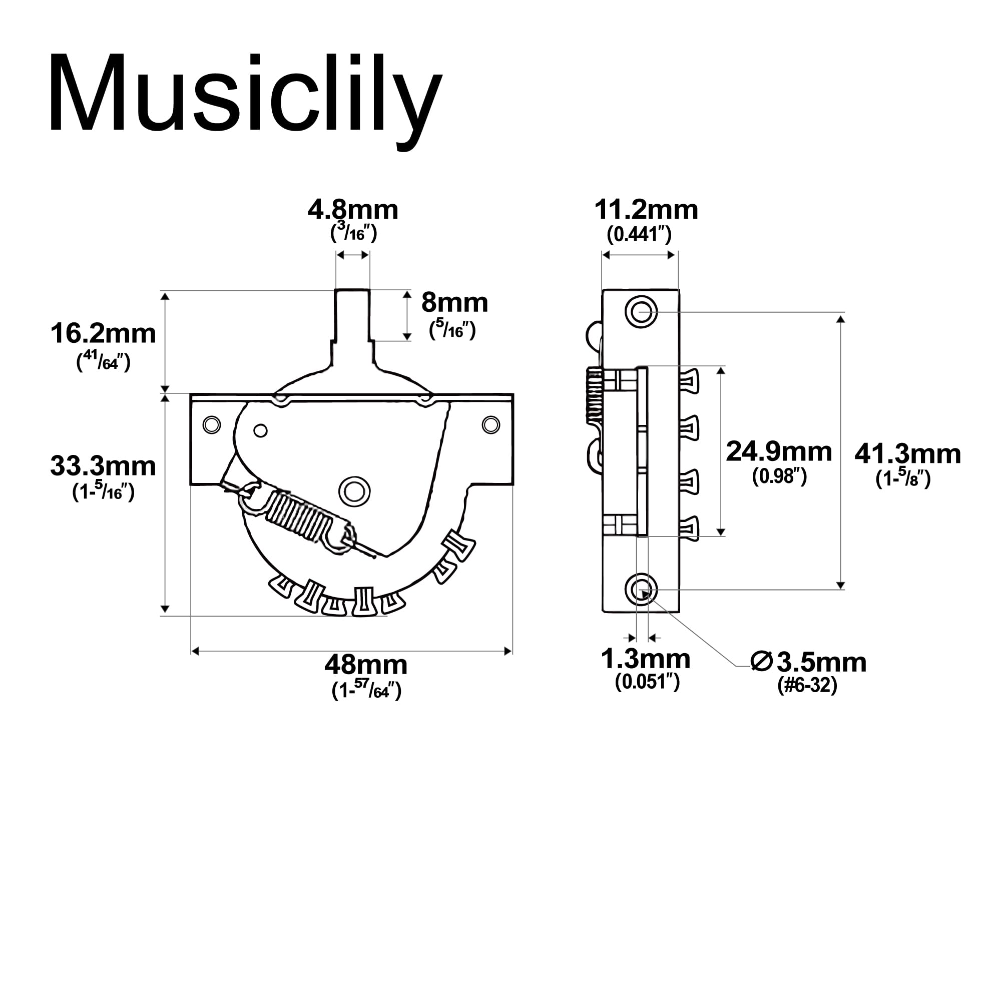 Musiclily Ultra 5-Way Pickup Selector Blade Switch for Strat Style Electric Guitar - Perfect for Guitar Upgrades & DIY Repairs | Ideal for Rock, Blues & Metal Performances