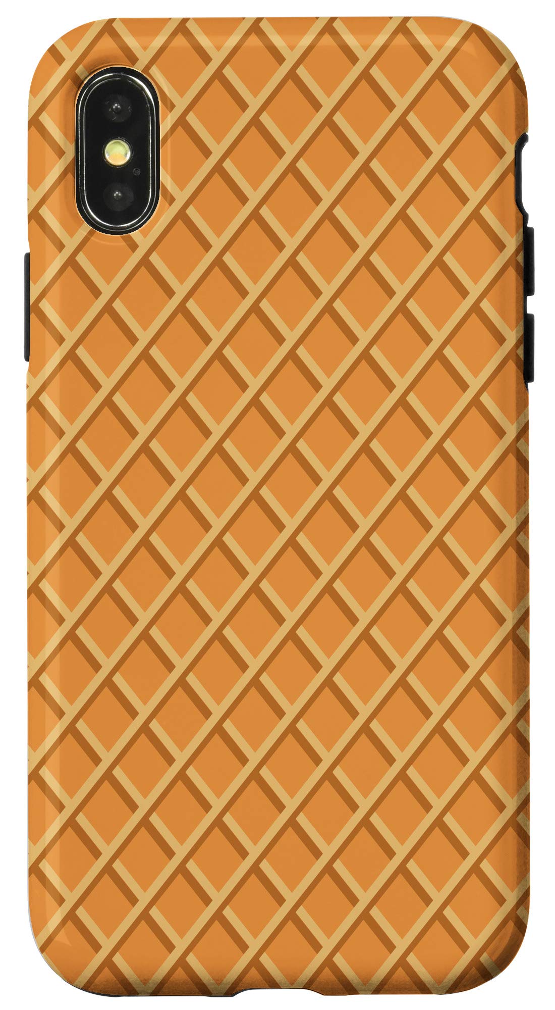 iPhone X/XS Cute Waffle Biscuit Wafer Pattern Phone Case - Perfect Food Lover Gift for Women & Girls - Great for Daily Use, Office, School & Travel