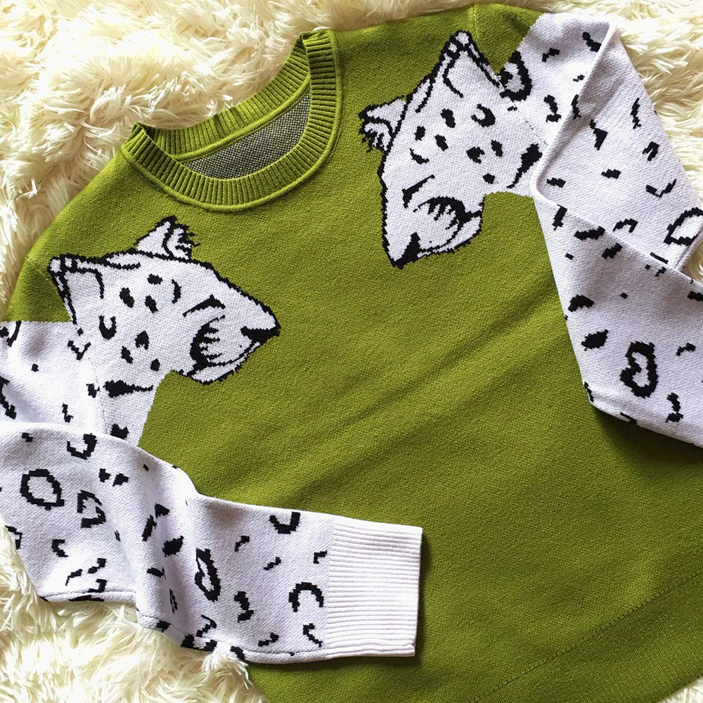 Women's Leopard Print Cropped Knit Sweater - Casual Long Sleeve Pullover Top for Fall & Winter | Cozy Office Wear, Date Night Outfit, Layering Essential