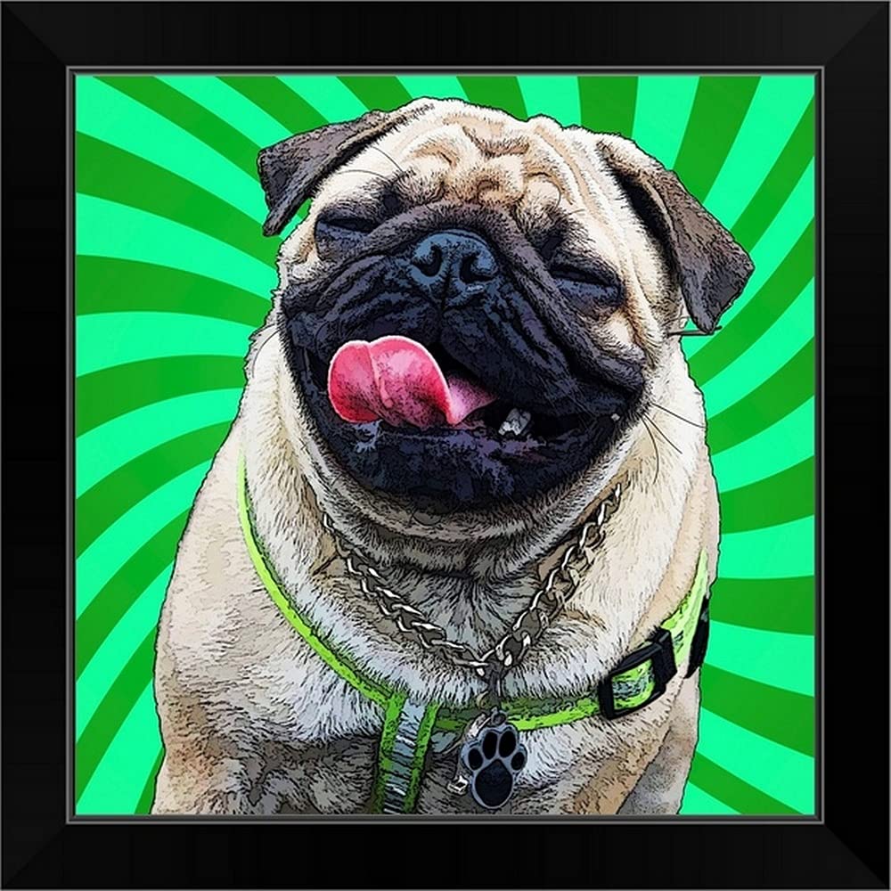 CANVAS ON DEMAND Pop Dog X Black Framed Art Print - Modern Dog Artwork for Home & Office Decor - Perfect for Living Room, Bedroom or Gift