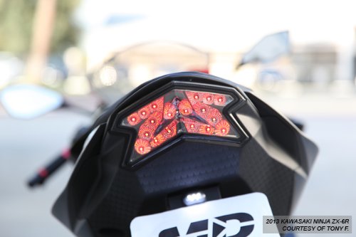 Smoke Lens Sequential LED Tail Lights for 2013-2018 Kawasaki Ninja ZX-6R 636 & 2016+ Z800 - High Visibility Motorcycle Brake Lights for Night Riding and Safety Enhancement