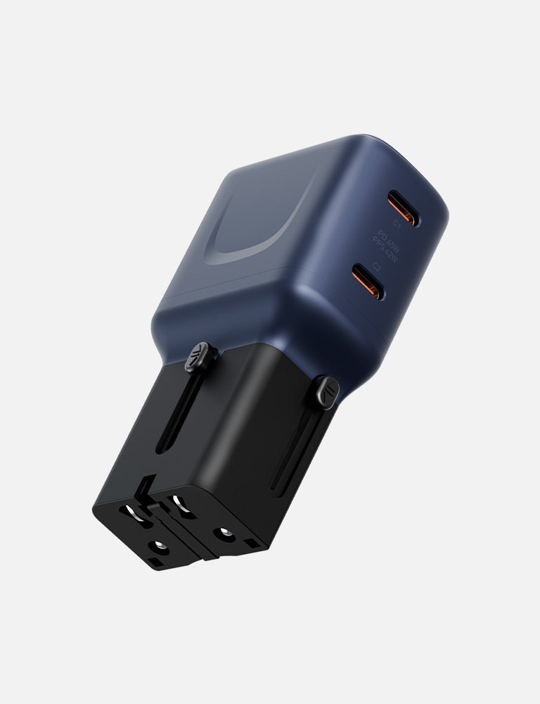 Universal Travel Adapter 45W - Worldwide All-in-One Power Converter with USB Ports for USA, Europe, UK, Australia - Perfect for Laptops, Phones, and Tablets While Traveling