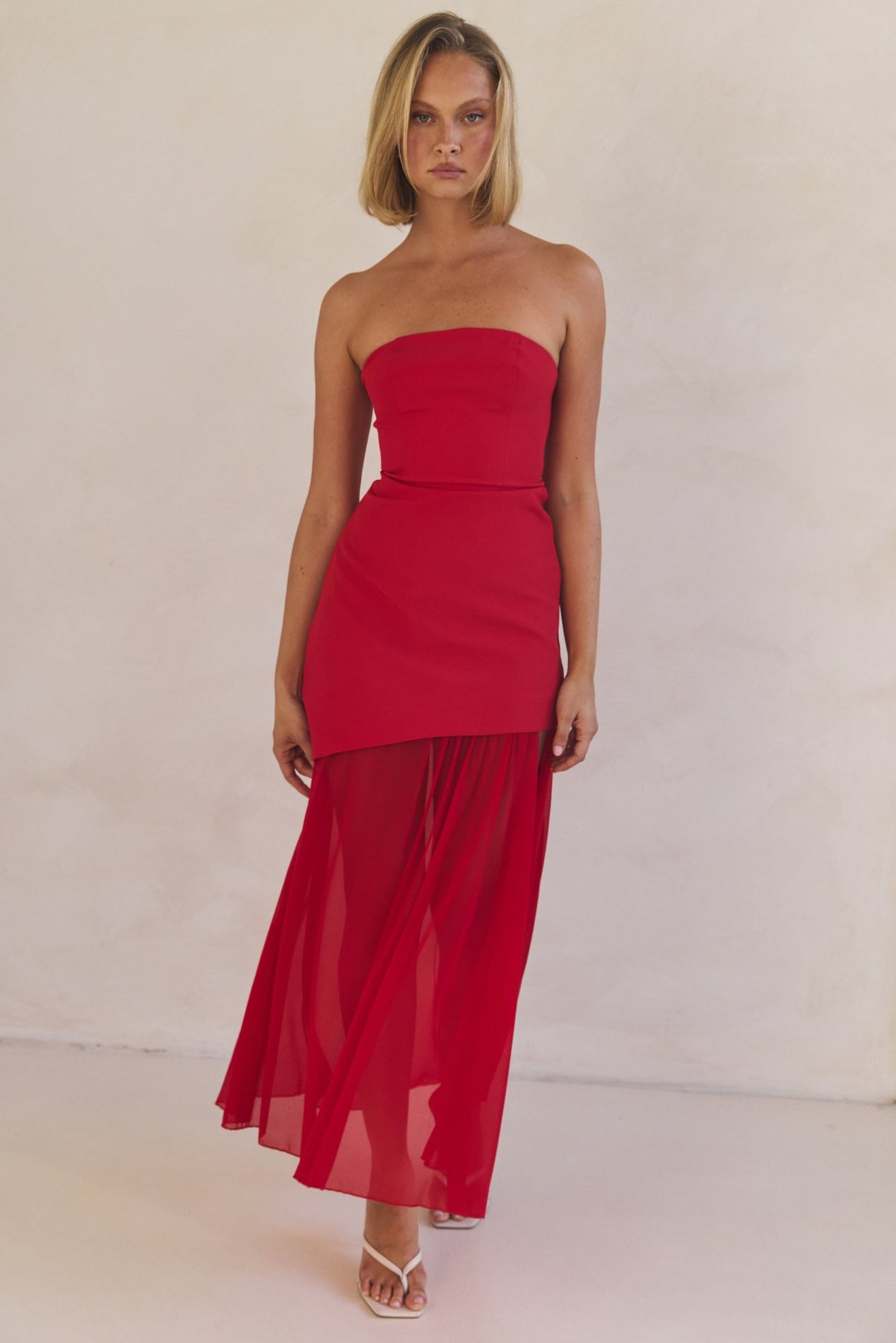 Juliana Maxi Dress for Women - Flowy Long Summer Dress in Red, Perfect for Beach, Vacation, and Casual Outings
