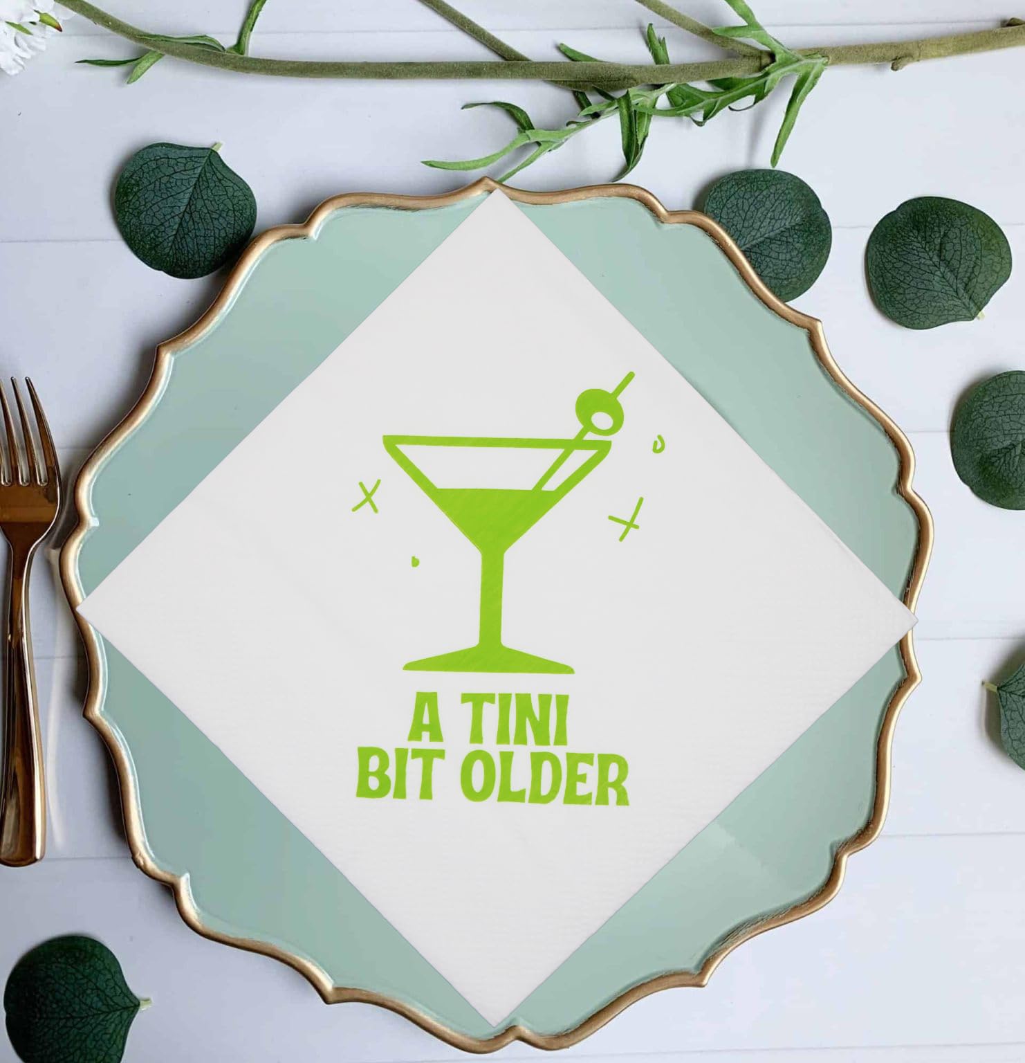 Trendy Martini Birthday Napkins & Party Decorations - A Tini Bit Older Theme for Martini Bar Celebrations - Perfect for Cocktail Parties, 21st Birthdays & Themed Events