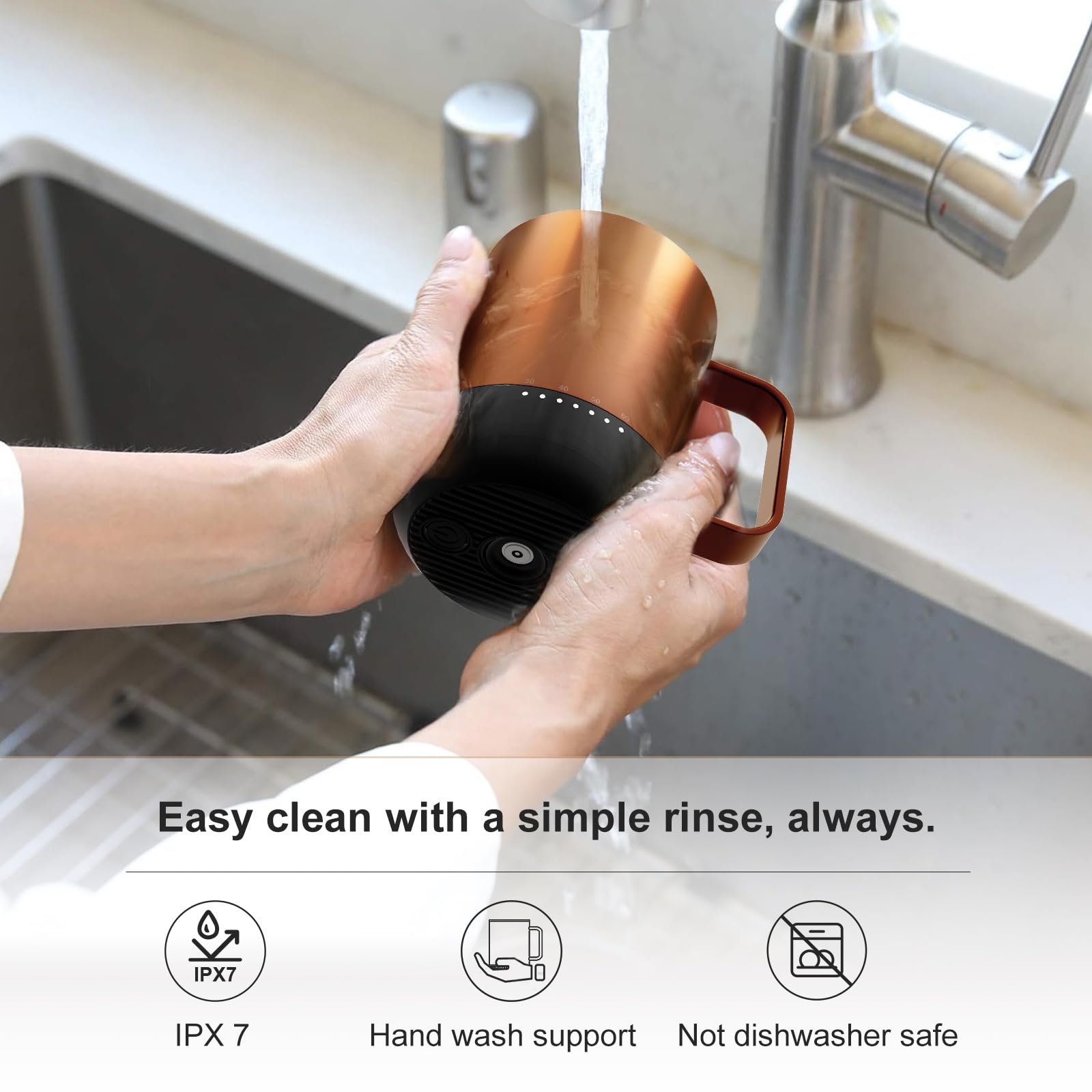 VSITOO S3PRO Smart Temperature Control Heated Coffee Mug - 14oz Copper, Rechargeable & Battery Powered, APP/Manual Control, LED Display - Perfect for Office, Travel, and Home Use