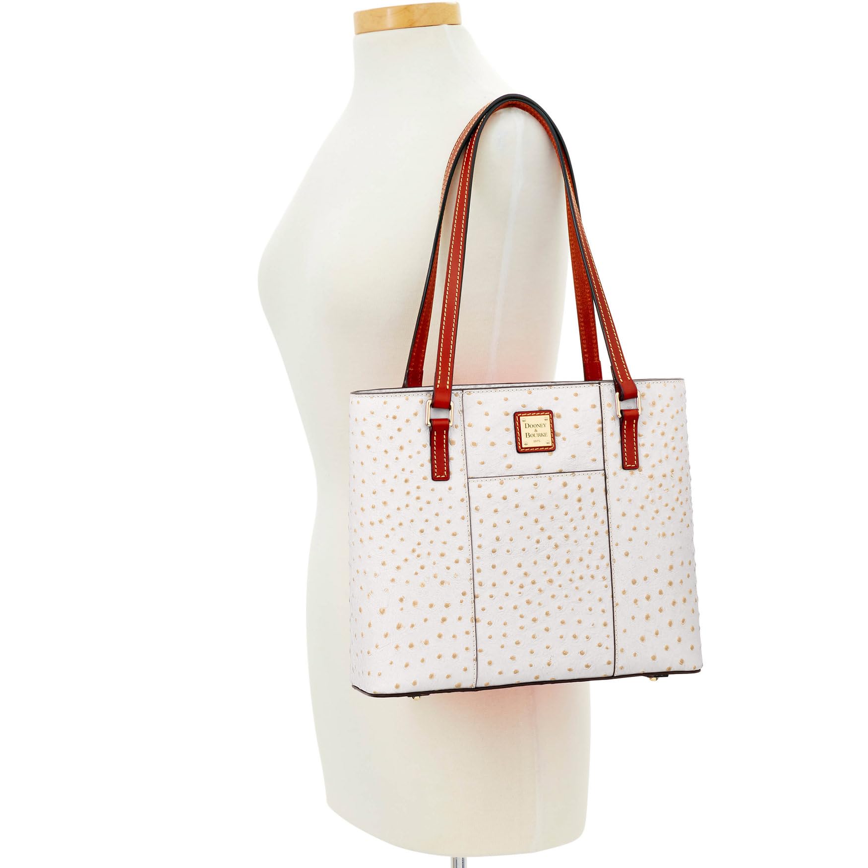 Dooney & Bourke Lexington Small Ostrich Leather Tote Handbag for Women - Stylish Crossbody Purse for Work, Travel & Everyday Use