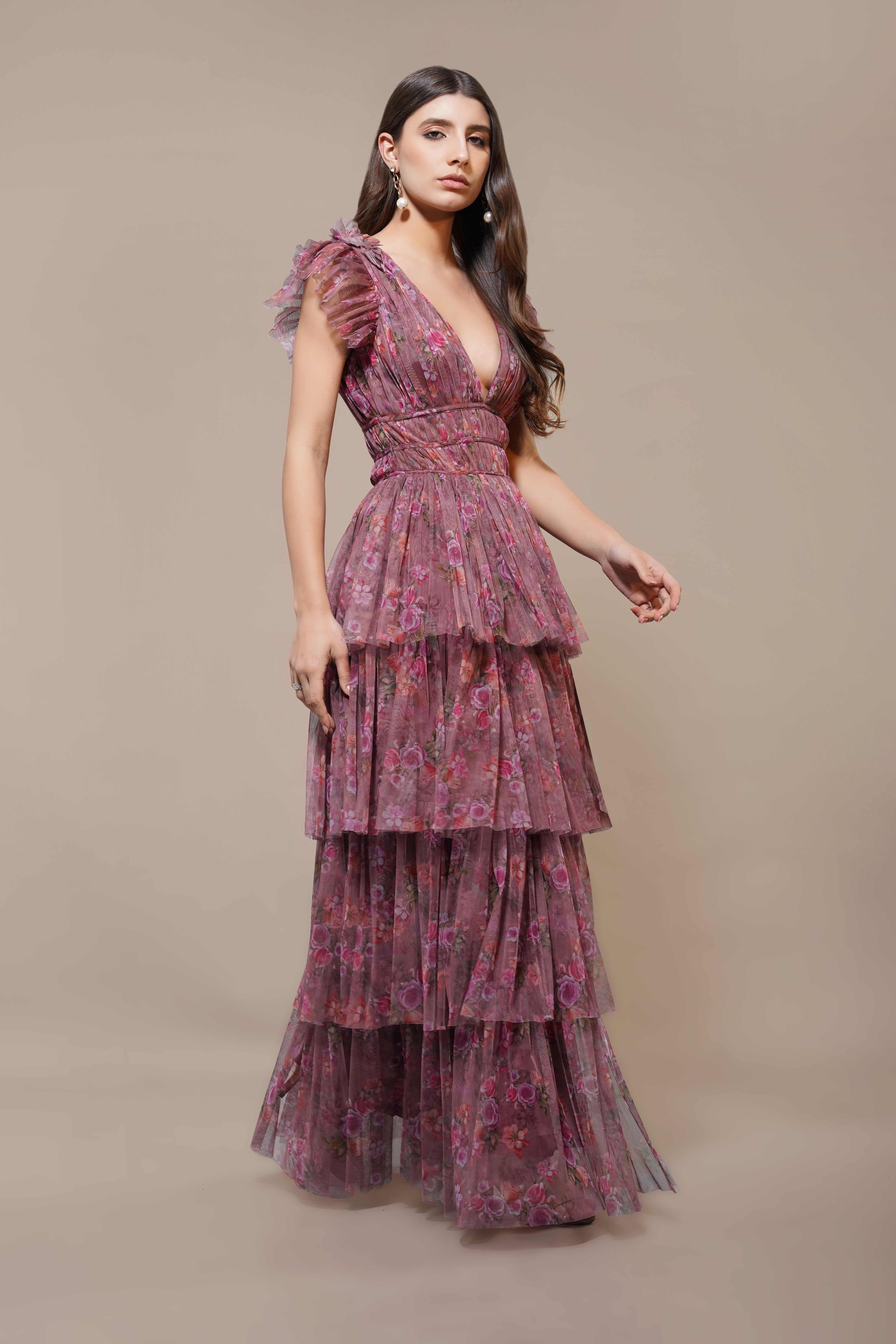 Naomi Maxi Dress - Elegant Purple Floral Print Women's Long Dress for Summer, Beach, and Special Occasions