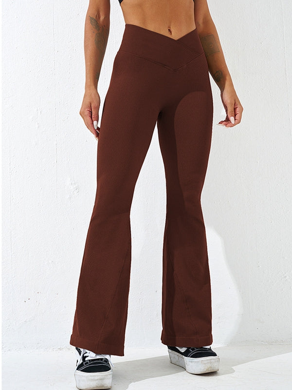 ZASUWA Women's V-Shape Waist Ribbed Flare Scrunch Butt Lifting Leggings - Perfect for Yoga, Workout & Casual Wear