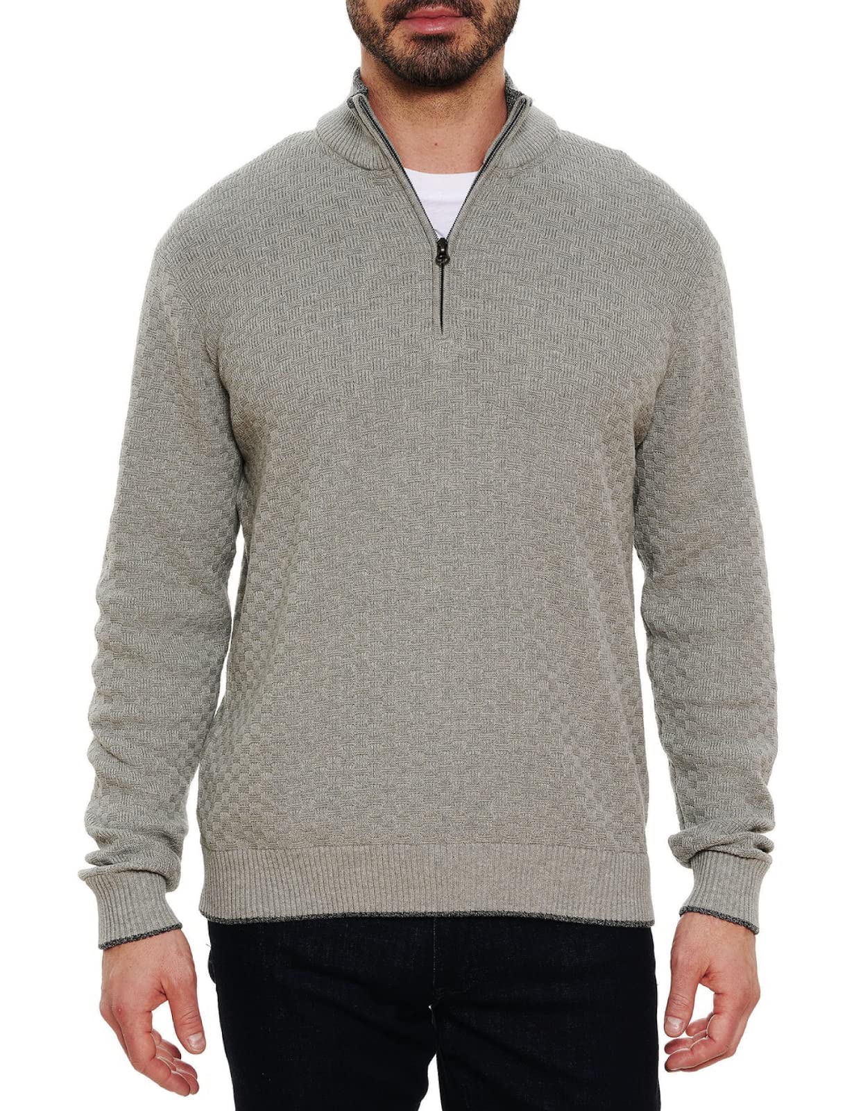 Robert Graham Hervey Men's Long-Sleeve Quarter-Zip Sweater | Premium Cotton Blend Pullover | Casual & Business Casual Wear for Fall & Winter