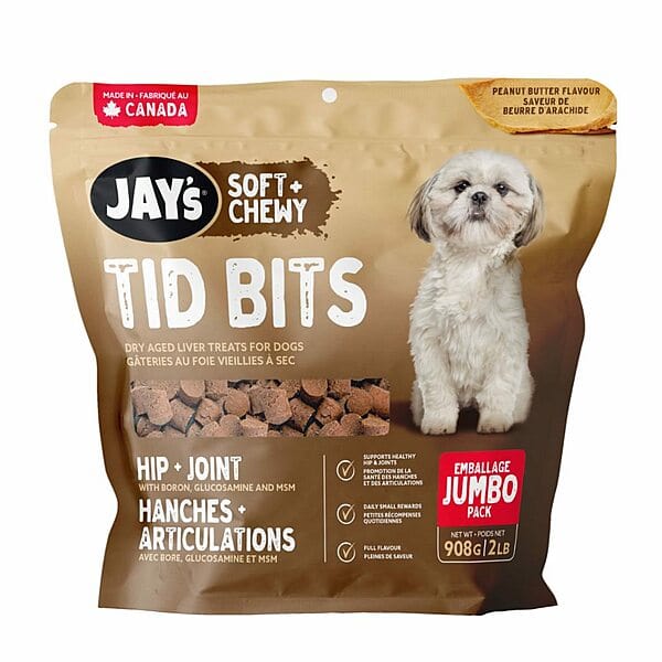 Jay's Soft & Chewy Peanut Butter Dog Treats for Hip & Joint Support - Healthy Snacks for Senior Dogs & Active Pups - Perfect for Training Rewards & Daily Treats