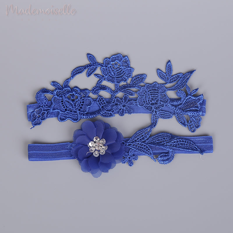 Elegant Blue Floral Lace Bridal Garter Set for Wedding - Perfect for Bridal Shower, Bachelorette Party & Something Blue Tradition