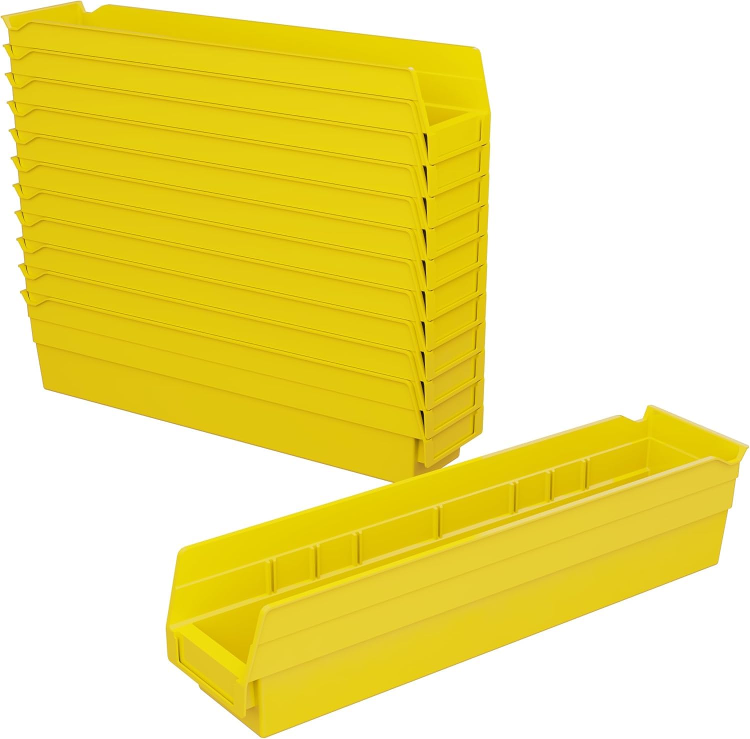 Akro-Mils 30128 Heavy Duty Plastic Shelf Bins - 12-Pack Yellow Storage Bins (18